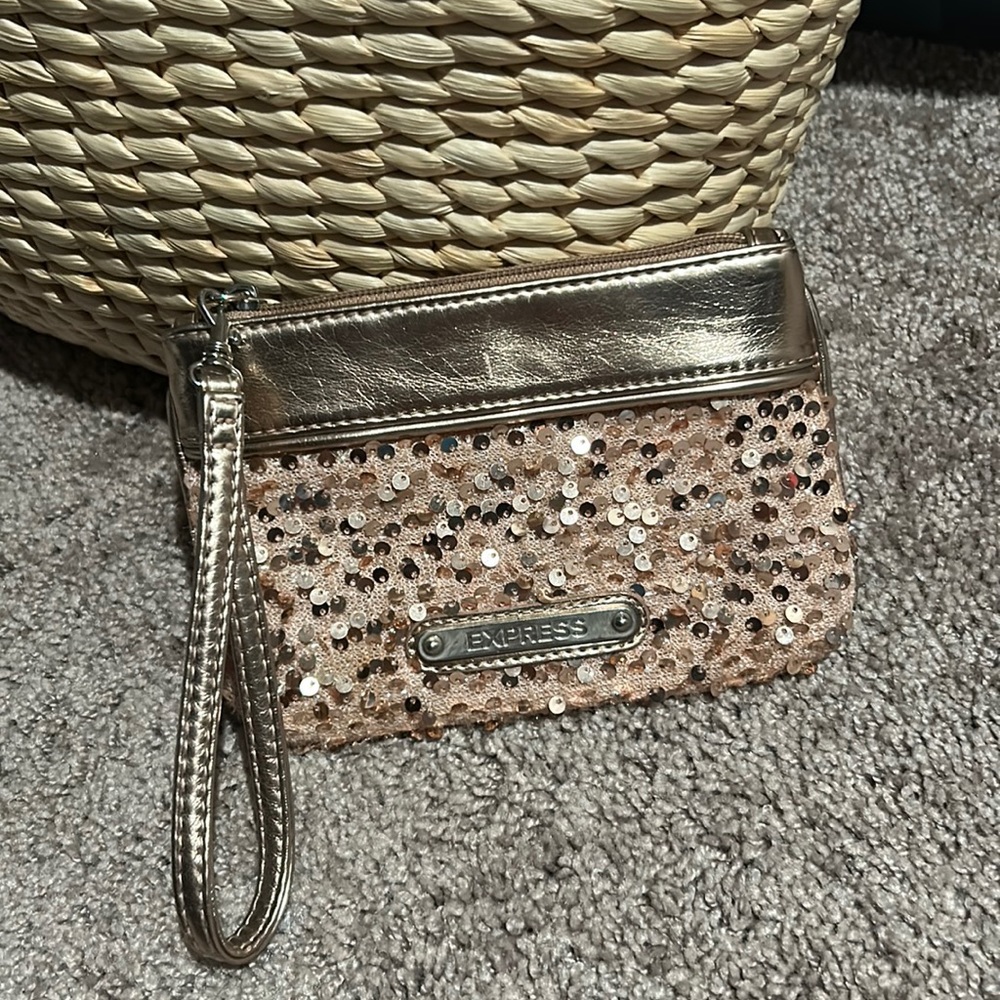 Express Rose Gold Wristlet with Sequins